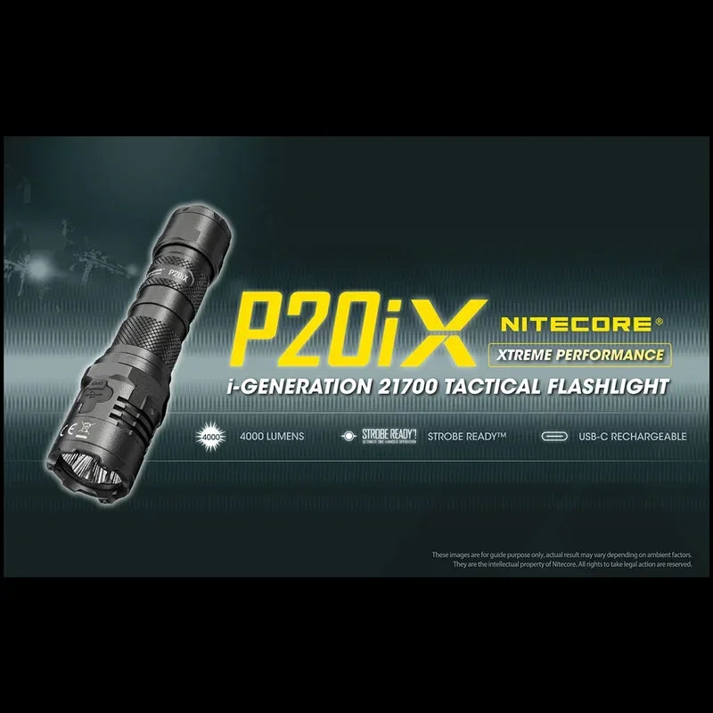 Nitecore P20iX USB-C Rechargeable Tactical Flashlight 4000 Lumens with NL2150HPi 5000mAh Battery Self-defense Troch Light